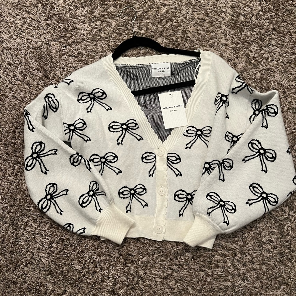 Holland & Cooper White Bow Cardigan